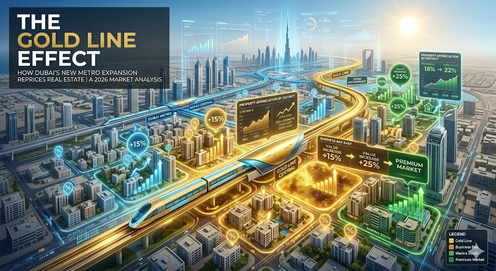 The Gold Line Effect: How Dubai's New Metro Expansion Reprices Real Estate